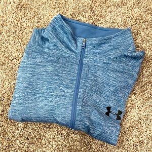 Large Under Armour quarter zip. Blue, dry fit, NEVER WORN. Very lightweight.